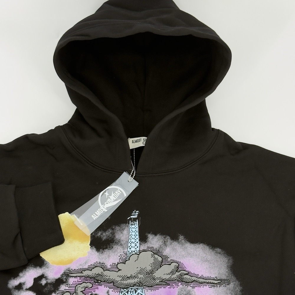 Almost Someday Black Paris Hoodie Size Large
